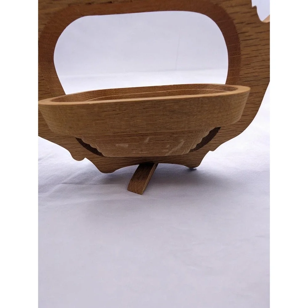 John Keim Pear Tree Basket Collapsible Accordion Wood Teapot Shape Signed‎ 1990s